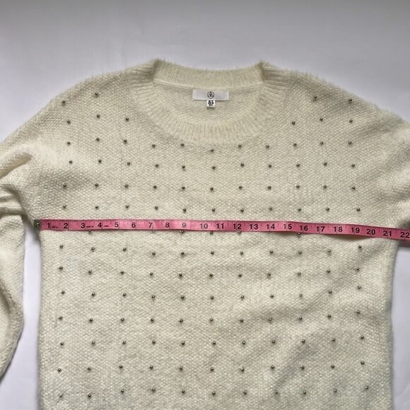 Misguided Cream Fuzzy Beaded Sweater Size 8 - Picture 10 of 10